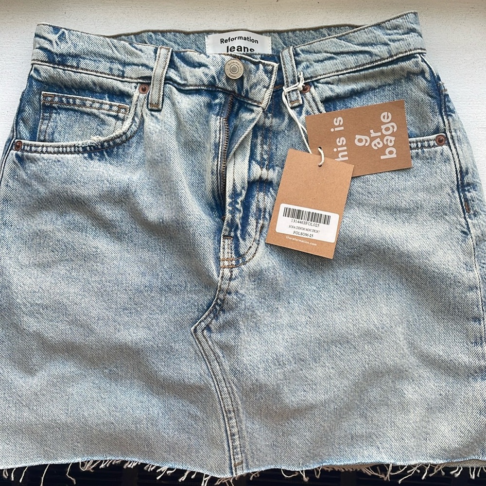 Reformation denim skirt